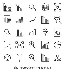 Set of analytic thin line icons. High quality pictograms of data. Modern outline style icons collection. 