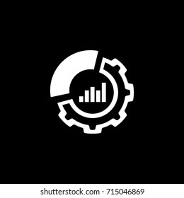 Set Up Analytics Icon. Business and Finance. Isolated Illustration. Circle Diagram with Gear.