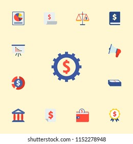 Set of analytics icons flat style symbols with report, court, award and other icons for your web mobile app logo design.