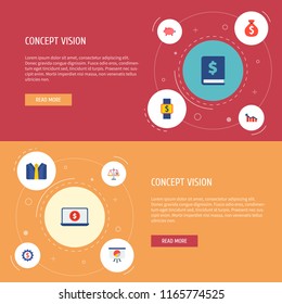 Set of analytics icons flat style symbols with set up, businessman, finance book and other icons for your web mobile app logo design.