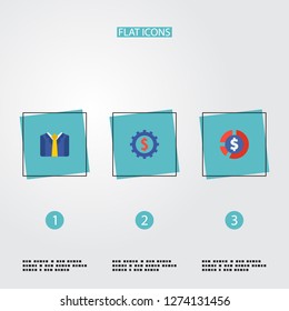 Set of analytics icons flat style symbols with cash, businessman, set up and other icons for your web mobile app logo design.