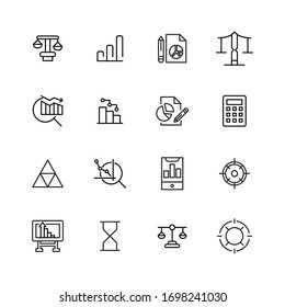 Set of analytics related vector line icons. Premium linear symbols pack. Vector illustration isolated on a white background. Web symbols for web sites and mobile app. Trendy design. 