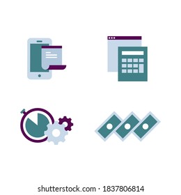 Set von Analytics Trendy Flat Icons. Business Sings for Design. Marketing. 
