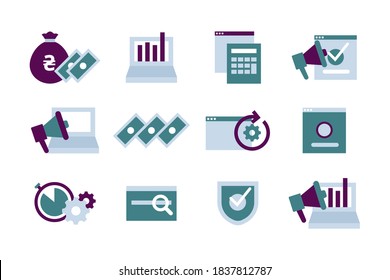 Set of Analytics Trendy Flat Icons. Business Sings for Design. Marketing. 