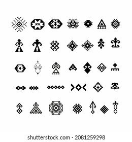 Set of Anatolian Motifs, Turkish Carpet Pattern Symbols Vector