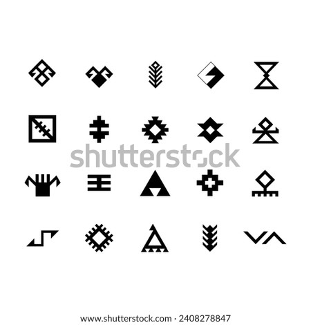 Set of Anatolian Motifs, Turkish Carpet icons Stock foto © 