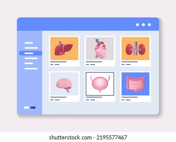set anatomical human body internal organs set on digital screen anatomy medicine science healthcare concept