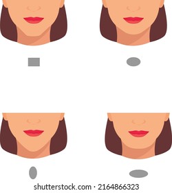 set of anatomical icons types of female chin
