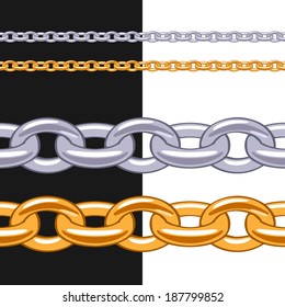 Set of anchor chains metal brushes - golden and silver.