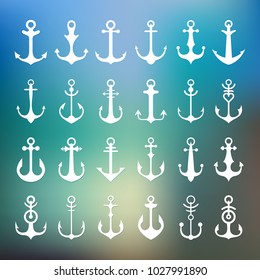 Set anchor emblem. Template sailor icon. Marine symbol symbol. Vector illustration of a yacht club, travel agency. theme of travel. Graphic logo, logotype for design