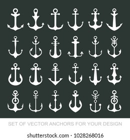 Set anchor emblem. Template sailor icon. Marine symbol symbol. Vector illustration of a yacht club, travel agency. theme of travel. Graphic logo, logotype for design