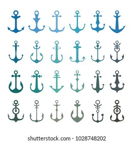 Set anchor emblem. Template sailor icon. Marine symbol symbol. Vector illustration of a yacht club, travel agency. theme of travel. Graphic logo, logotype for design