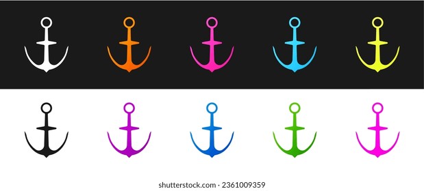 Set Anchor icon isolated on black and white background.  Vector
