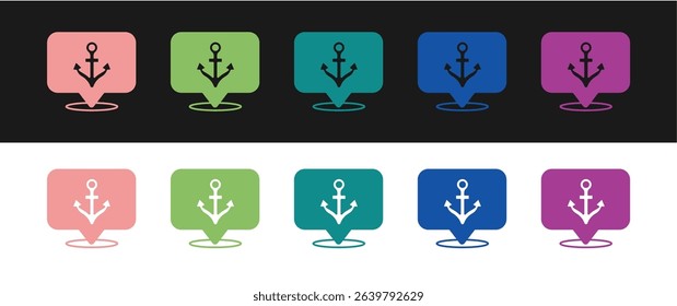 Set Anchor icon isolated on black and white background.  Vector
