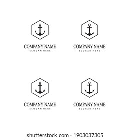 Set Anchor icon Logo Template vector illustration