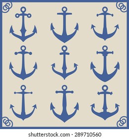 Set of anchor icon signs element for designer.