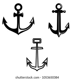 Set of anchor icons. Design element for logo, label ,emblem, sign. Vector illustration