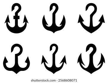 Set of anchor icons isolated vector on white background