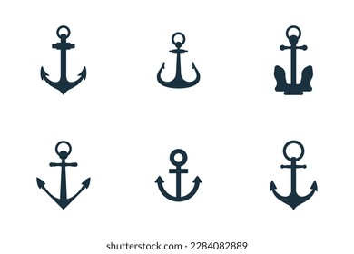 Set of anchor icons on white background