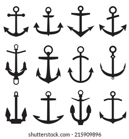 Set of anchor icons. Vector illustration