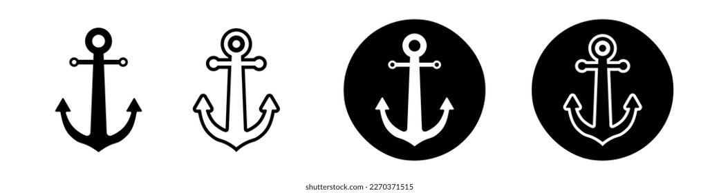 Set of anchor illustration. Ocean, sea ship logo. Anchor vector icon. 