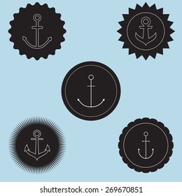 Set of anchor logo. nautical theme.Sign of sailor club and nautical company.