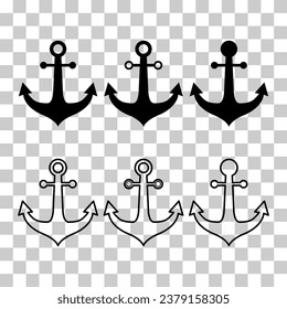 Set of Anchor marine old icon, ship security object element, vector illustration design web .