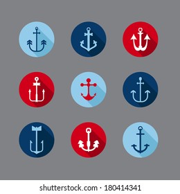 Conjunto de iconos náuticos de anclaje - para su logotipo, diseño, scrapbook - en vector