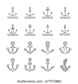 Set of anchor Related Vector Line Icons. 