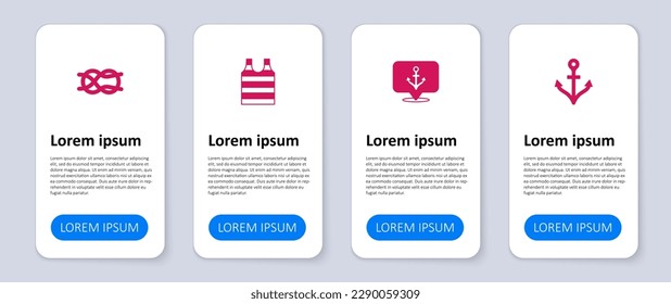 Ponga Anchor, Camiseta de marinero a rayas y nudos de cuerda náutica. Plantilla de infografía empresarial. Vector