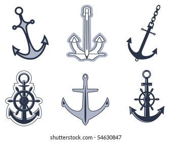Set of anchor symbols for design or logo template. Jpeg version also available