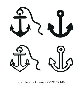 Set of Anchor Symbols. Anchor Icon On Flat Style Vector Illustration