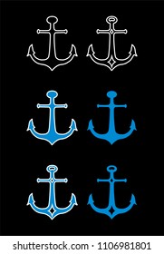 Set of anchor symbols or logo template vector