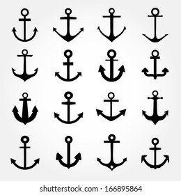 Set of anchor symbols or logo template vector