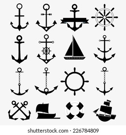 Set of anchor symbols or logo template vector