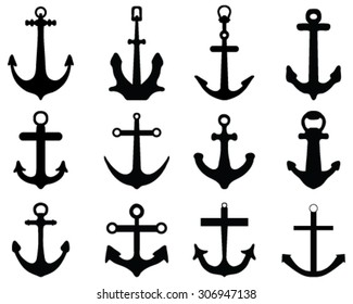 Set of anchor symbols or logo template vector