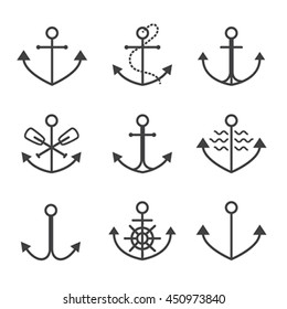 Set of anchor symbols or logo template vector