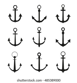 Set of anchor symbols or logo template vector