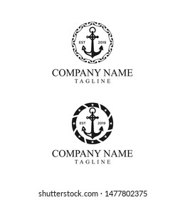 Minimal Emblem Anchor Ship Line Art Stock Vector (Royalty Free) 1930256696