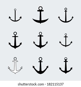 Set anchors icons. Vector. 