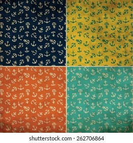 Set of anchors, rudders icons, and ropes. Vector illustration. Set of anchor symbols or logo template vector pattern 