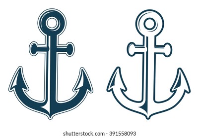 Set of anchors silhouettes isolated on white background. Anchors silhouette. Anchors isolated on white background. Vector illustration.