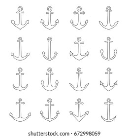 Set of anchors, vector illustration