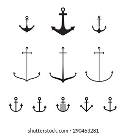 Set of anchors, vector illustration, modern simple design, line design