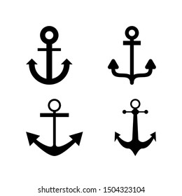 Set of anchors. Vector illustrationA set of silhouettes of anchors isolated on white background. Anchor icon simple sign. Anchor icon trendy and modern symbol for graphic and web design.