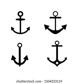 Set of anchors. Vector illustrationA set of silhouettes of anchors isolated on white background. Anchor icon simple sign. Anchor icon trendy and modern symbol for graphic and web design.