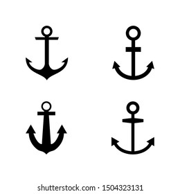 Set of anchors. Vector illustrationA set of silhouettes of anchors isolated on white background. Anchor icon simple sign. Anchor icon trendy and modern symbol for graphic and web design.