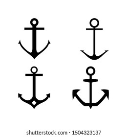 Conjunto de anclajes. Ilustración vectorialConjunto de siluetas de anclajes aisladas sobre fondo blanco. Icono de ancla simple signo. Icono de ancla, símbolo moderno y moderno para el diseño gráfico y web.