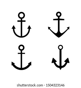 Set of anchors. Vector illustrationA set of silhouettes of anchors isolated on white background. Anchor icon simple sign. Anchor icon trendy and modern symbol for graphic and web design.