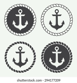 Set of anchors in vintage style. Vector illustration